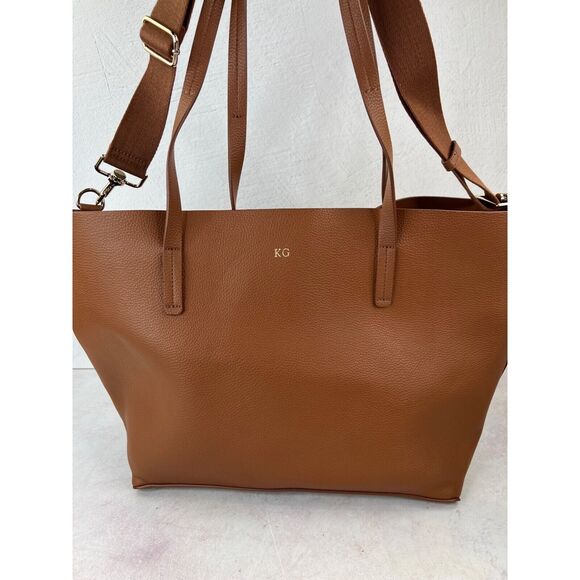 KG Monogram Tote Bag In Cognac‎ Brown Basic Classic Staple Capsule Preppy - Picture 1 of 14